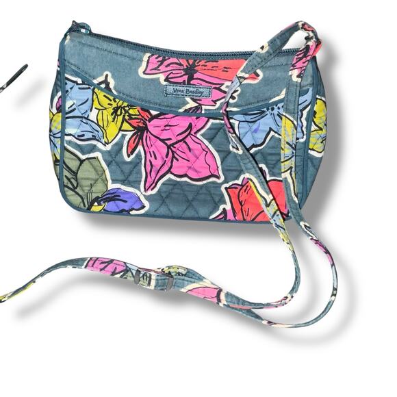 Vera Bradley Crossbody Purse Falling Flowers Leaves Full Zip Pocket Quilted Bag - Picture 8 of 14